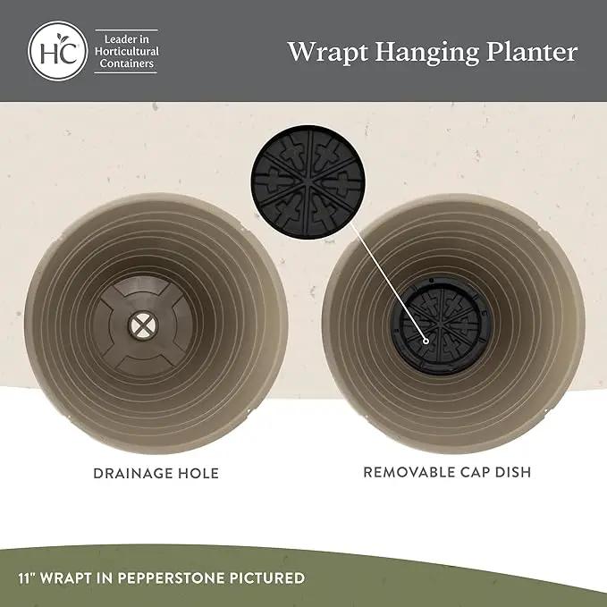 The HC Companies Wrapt Hanging Planters - Lightweight Plant Pot Hanger for Hanging Plants, Vegetables & Herbs - Outdoor & Indoor Hanging Basket for Plants (13" Black, Pack of 2) by GreenHaven Gardens