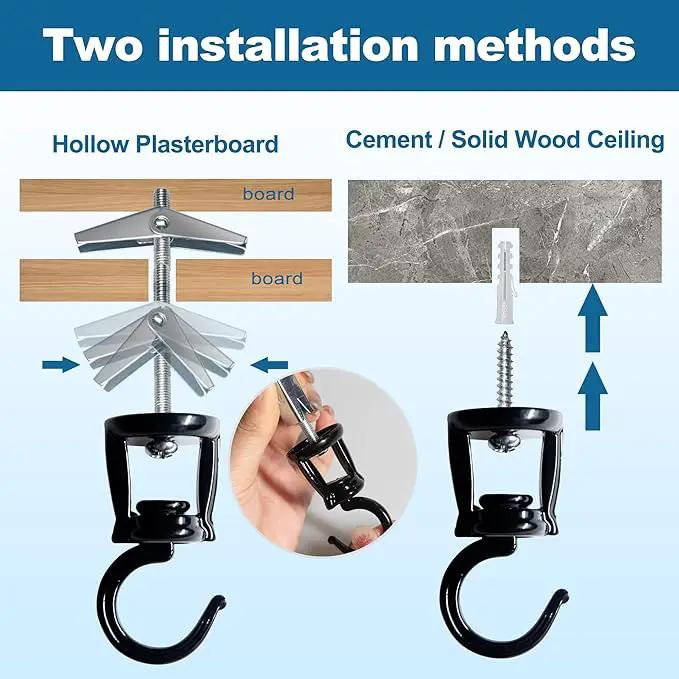 Ceiling Hooks for Hanging Plants (6 PCS Black),Heavy Duty Metal Plant Hooks, Screw in Hooks for Hanging Birdfeeders, Lamps, Planters, Outdoor Decorative Hooks up to 33 lbs