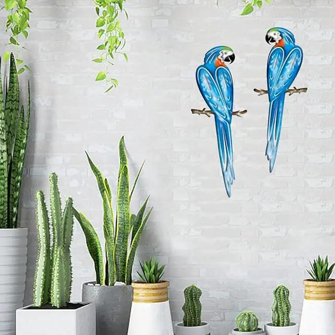 EiGreen Metal Bird Wall Art Decor 3D Outdoor parrot Sculpture, Hanging Decor Metal Wall Decor Suitable for Gardens Fence Patio Living Room Bedroom Yard Decor by GreenHaven Gardens