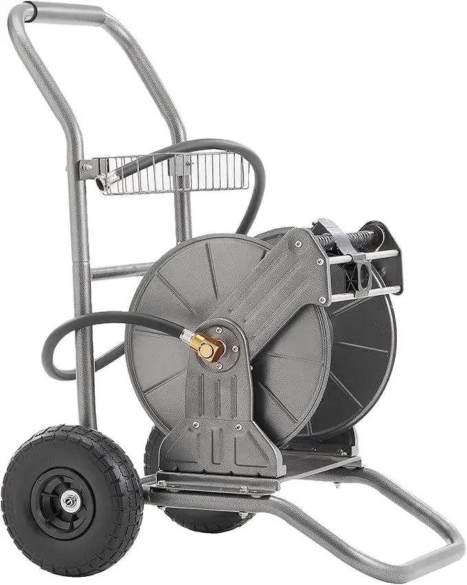 Giraffe Tools Garden Hose Reel Cart with Wheels, Heavy Duty Metal Water Hose Reel Cart, 200 ft of 1/2 Capacity, Mobile Hose Reel Cart for Outside by GreenHaven Gardens