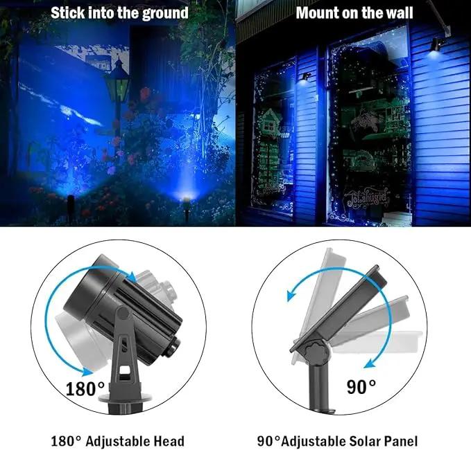 T-SUNUS 4 Pack Solar Landscape Spotlights - Blue, Waterproof IP65, 9.8ft Cable, 2000mAh Solar Panel, Auto On/Off for Garden, Driveway, Pathway, Pool Area by GreenHaven Gardens