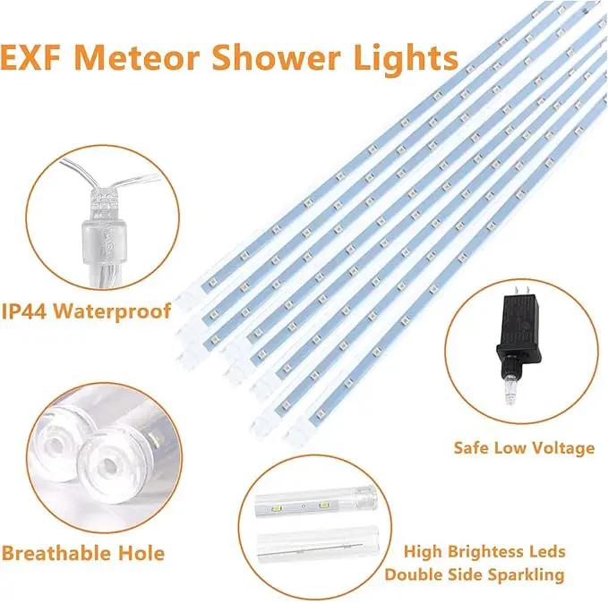 2-Pack Christmas Decorations Lights Outdoor, Total 384LED Meteor Shower Lights Rain Drop Light 30cm 16 Tubes Indoor Outdoor Snow Cascading String Light for Xmas Tree Roof Party Garden (Cool White) by GreenHaven Gardens