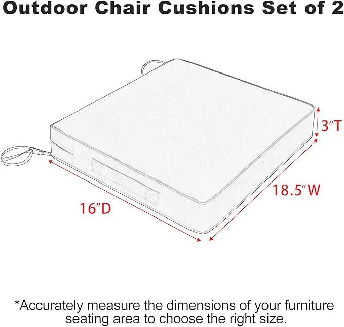 Favoyard Patio Chair Cushions 18.5 x 16 x 3 Inch Waterproof Outdoor Seat Cushions for Patio Furniture 3-Year Color Fastness Garden Sofa Couch Chair Pads with Handle & Adjustable Straps Set of 2, Beige by GreenHaven Gardens