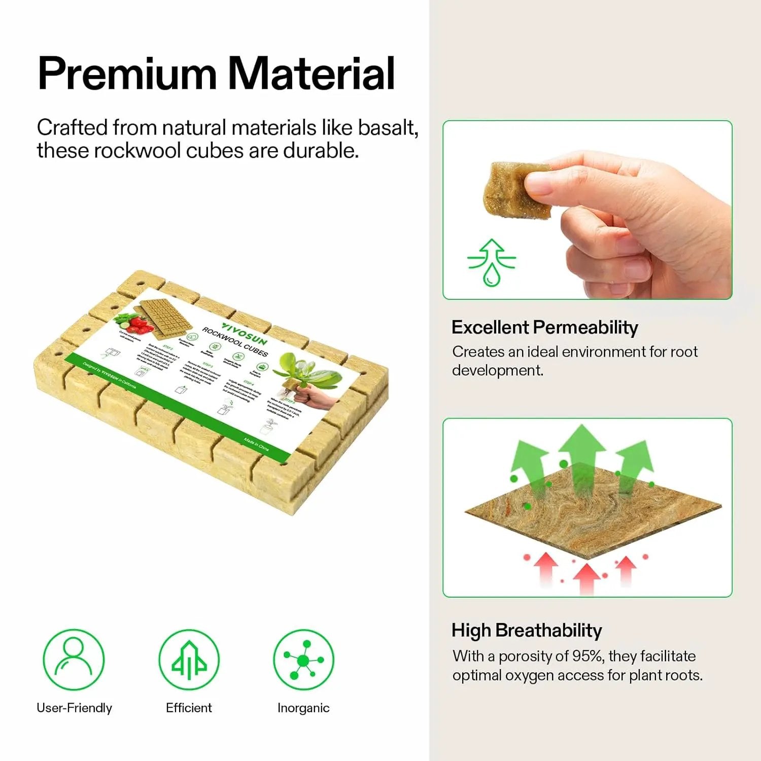VIVOSUN 1.6 Inch Rockwool Cubes, Grow Cubes for Hydroponics, Cuttings, Cloning, Plant Propagation, Seed Startling, 8 Sheets 224 Plugs by GreenHaven Gardens