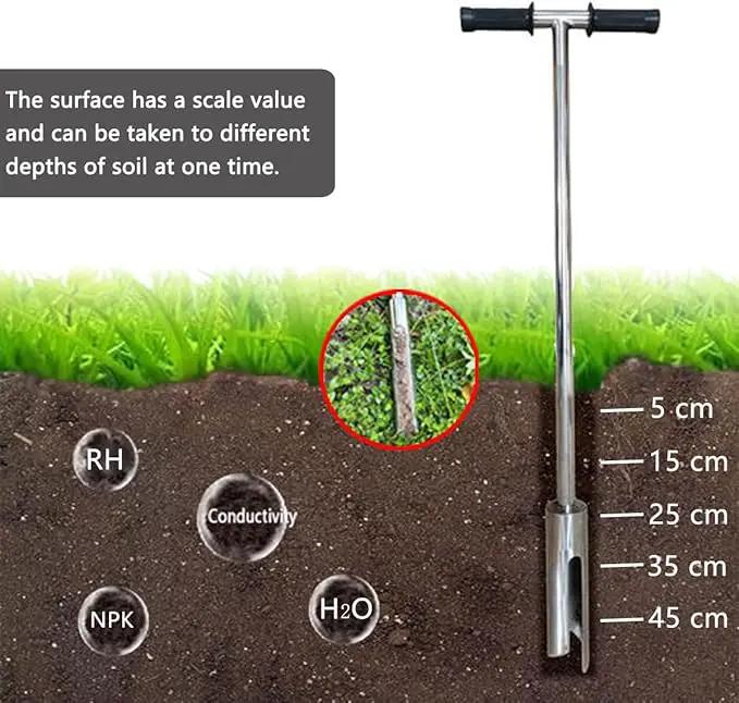 INTBUYING 40’’ Soil Sampler Probe Soil Test Probe with 8’’Sample Ejector and Foot Pedal &Rubber Handle Stainless Steel 2in Dia for Soil Sampling Lawn Garden Farm by GreenHaven Gardens