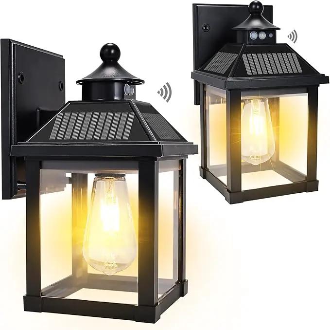 Solar Wall Lights Outdoor, Dusk to Dawn Solar Sconces, Motion Sensor Porch Lights Waterproof with 3 Lighting Modes, Exterior Wall Lantern Outside for Patio Garage Entryway Garden Shed by GreenHaven Gardens