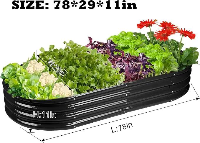 Raised Garden Bed Galvanized Planter Box Outdoor, Rot-Resistant Metal Garden Bed Planter for Vegetables Flower Herb (6.5ft, Black) by GreenHaven Gardens