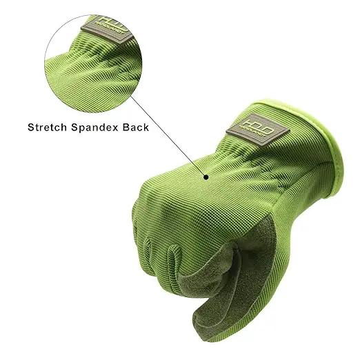 HLDD HANDLANDY Leather Work Gloves for Men & Women, Cowhide Gardening Gloves Utility Work Gloves, Mechanic Construction Driver Gloves (L, Green) by GreenHaven Gardens