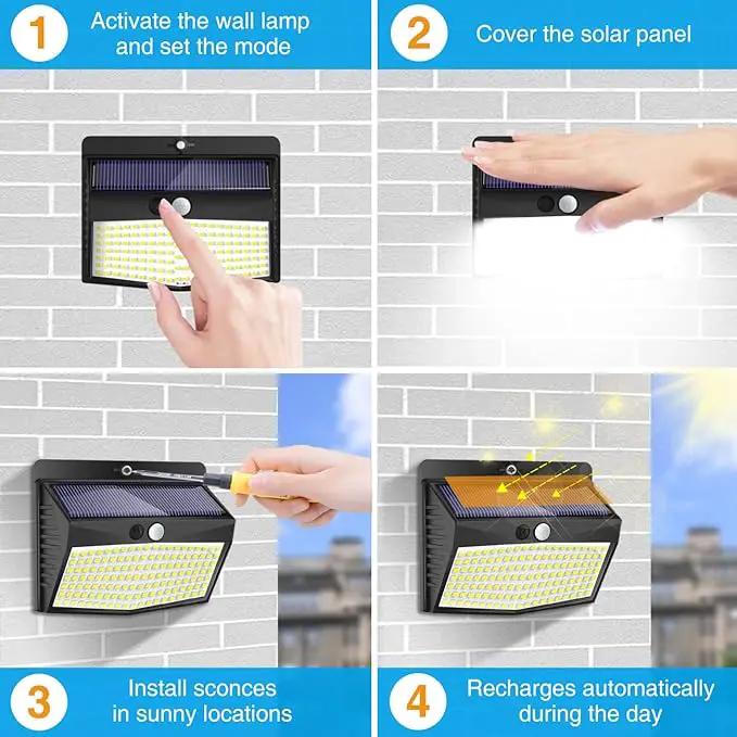 Peasur Solar Outdoor Lights, [138 LED/10 Packs] Solar Motion Sensor Security Lights with 3 Lighting Modes Solar Wall Lights Waterproof Solar Powered Lights for Garden Fence Yard Deck by GreenHaven Gardens