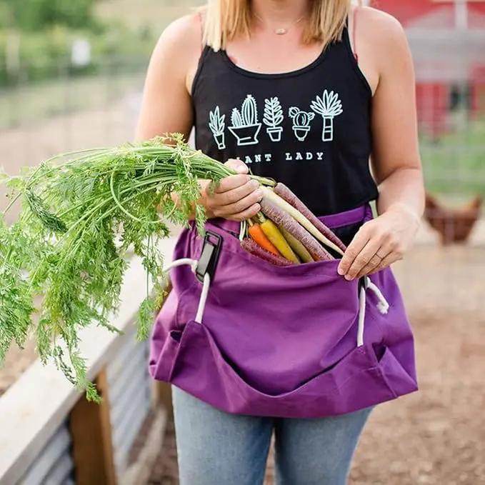 Roo Gardening Apron with Pockets & Harvesting, Picking Pouch - Adjustable, Water-resistant, Washable Canvas Cotton by GreenHaven Gardens