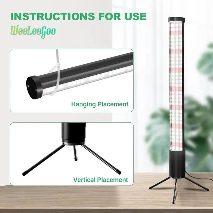 2-Pack, T10 Vertical Grow Light, 6000K Full Spectrum Desktop Plant Light 18.9",Hung or Stood, with 3 Modes & 5 Dimming Levels, Suitable Small & Medium Plants Indoors, Auto On Off Timing 4/8/12/18Hrs by GreenHaven Gardens