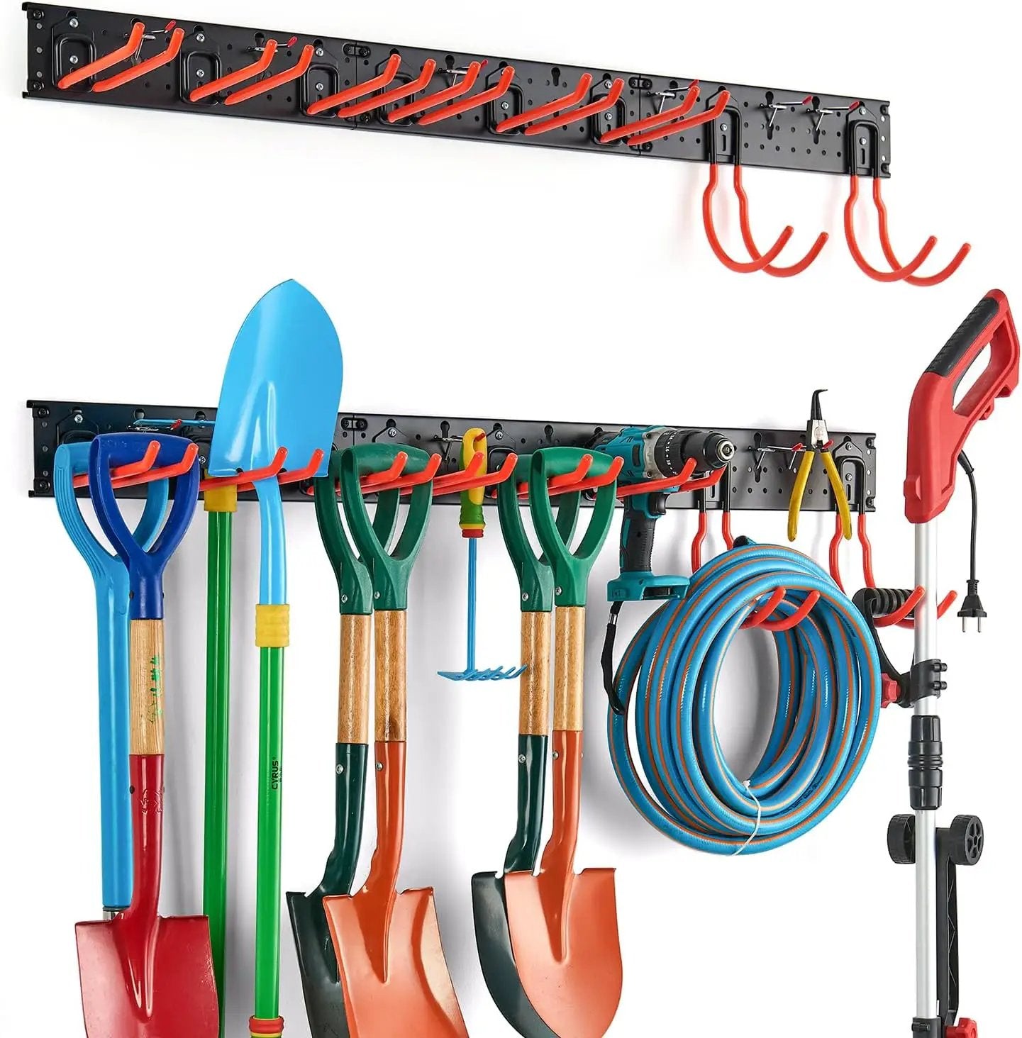 Ultrawall Multi-Storage Garage Hooks, Utility Rack with Multiple Installation Methods, Wall-Mounted Garden Tool Organizer System for Shovels, Rakes, Ladders,17pcs by GreenHaven Gardens