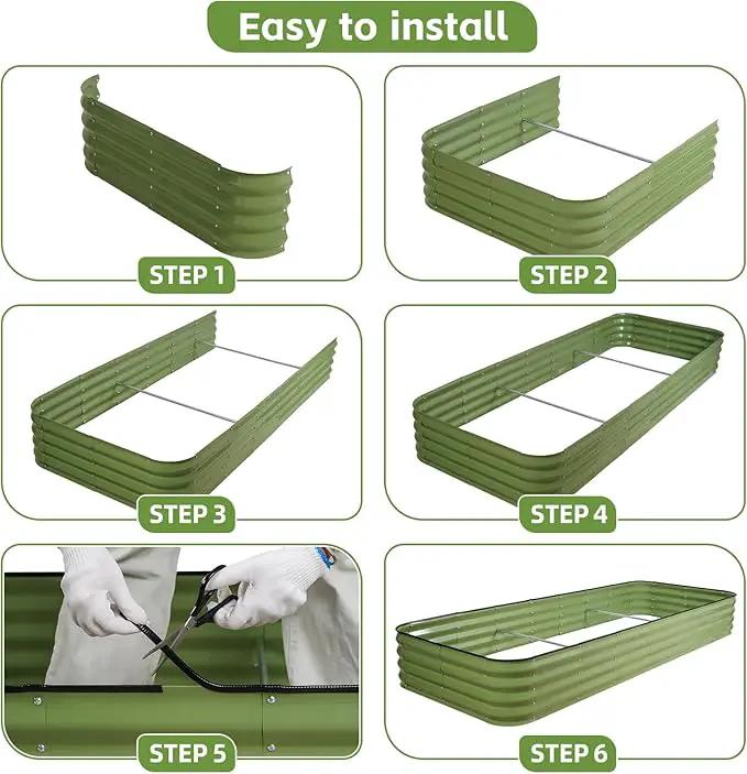 GoCampDriect 6IN1 Raised Garden Bed - 8x3x1ft Galvanized Raised Garden Boxes Outdoor Corrosion Resistant | Variable Shape 9x2x1ft Metal Raised Garden Beds for Planting Vegetable, Fruits,Flower by GreenHaven Gardens