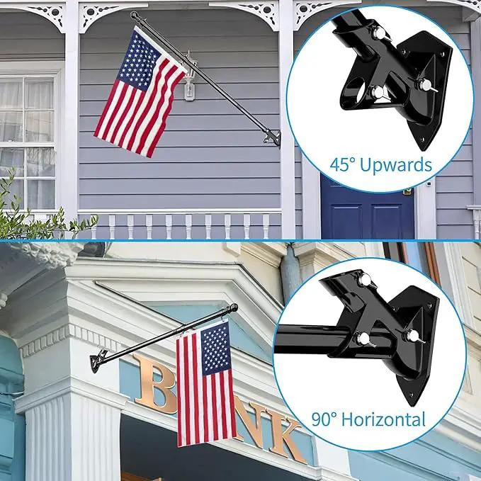 ZMTECH Flag Pole with Solar Light - Adjustable Bracket, 6 FT Stainless Steel Flag Poles for Outside House, Garden or Yard, Tangle Free Flagpole Kit for American Flag (Without Flag, Black) by GreenHaven Gardens