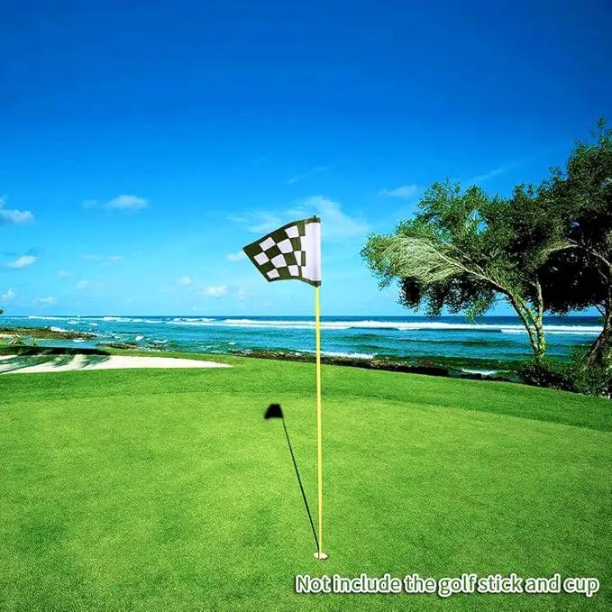 Golf Flag,Green Golf Flags,Solid Nylon and Checkered Training Golf Putting Green Flags, Indoor Outdoor Backyard Garden Portable Golf Target Flags,8.7inch*6inch (White-Green) by GreenHaven Gardens
