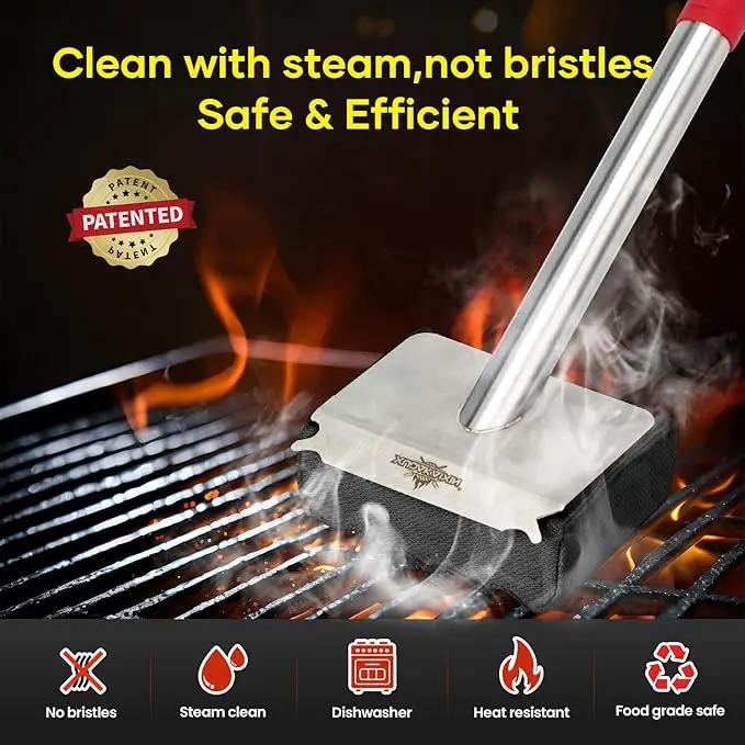 Grill Brush Bristle Free,Unique Wave pad for Cast Iron/Stainless-Steel Grates, (Only Replaceable Cleaning Head No Grill Brush) by GreenHaven Gardens