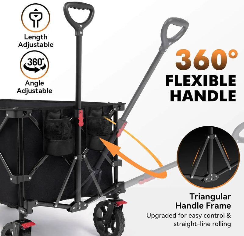 Hikenture Collapsible Wagon - 330LBS Capacity, Extra Large Foldable Wagon with All-Terrain Wheels, Utility Beach Cart for Outdoor Garden by GreenHaven Gardens