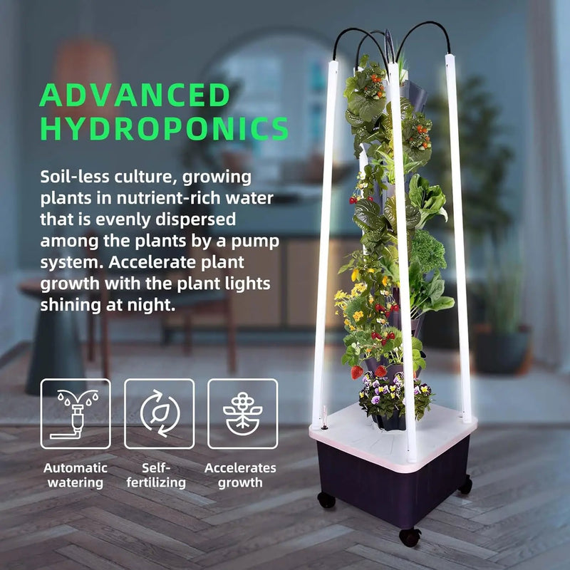 Hydroponic Growing System with Grow Lights, Indoor Gardening System, Grow Plant Food at Home with 40 Pieces at a time for Fruits, Vegetables, Herbs, and Miniature Greens (No Seedlings Included) by GreenHaven Gardens