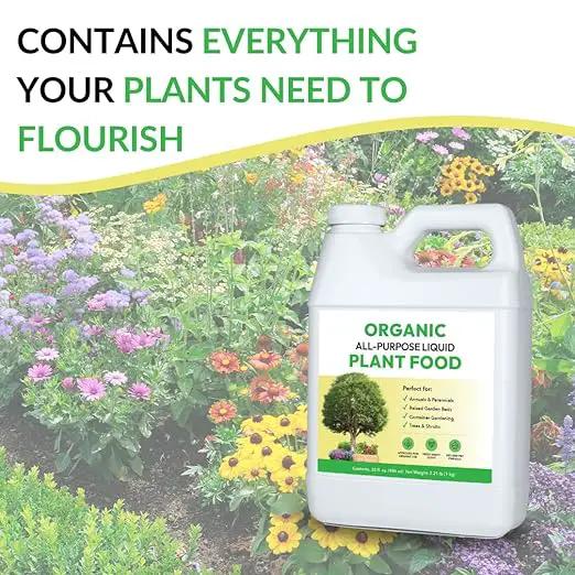 Organic All-Purpose Liquid Plant Food - Use on All Outdoor Plants: Flower Beds, Vegetable Gardens, Container Gardening | Concentrated Liquid Fertilizer Alternative (32oz, 2 Pack, Mixes to 64 Gallons) by GreenHaven Gardens