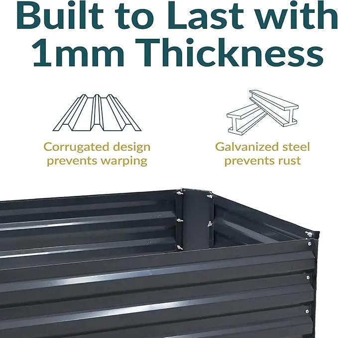 Sunnydaze 11.75" H Raised Metal Garden Bed - Galvanized Raised Garden Bed Outdoor for Vegetables and Flowers - Dark Gray - 4' x 2' Rectangle by GreenHaven Gardens