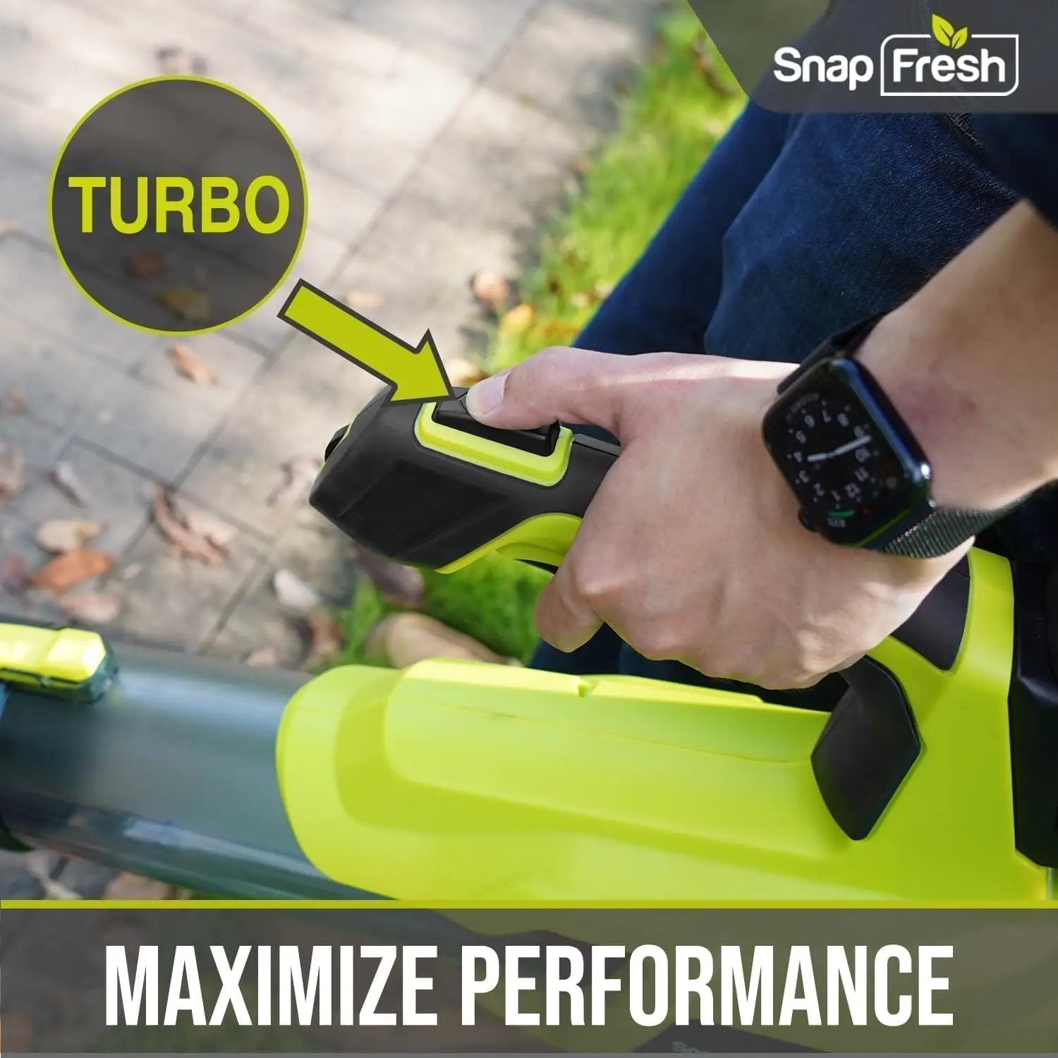 SnapFresh Cordless Leaf Blower - 550CFM Electric Leaf Blower Cordless with 4.0 Ah Battery and Fast Charger - 20V Lightweight Leaf Blower for Yard and Garden, Battery Operated Blower for Lawn Care by GreenHaven Gardens