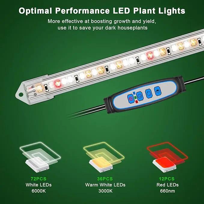 16" Plant Grow Light Strips, 120 LEDs Grow Lights for Indoor Plants Full Spectrum with Upgrade Timer 6/12/16 Hrs, 5 Dimmable Levels, 2 Pack Sunlike Grow Lamp for Hydroponics Succulent by GreenHaven Gardens