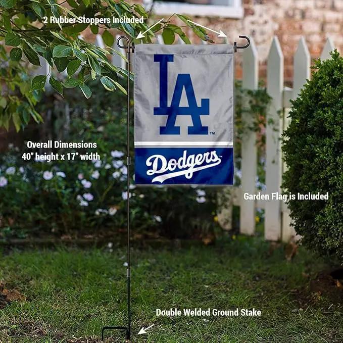 WinCraft Los Angeles Dodgers Garden Flag with Stand Holder by GreenHaven Gardens