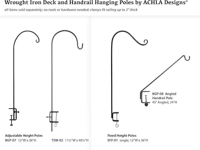 Achla Designs Deck Rail Shepherd's Pole, Angled (BGP-08), 7In by GreenHaven Gardens