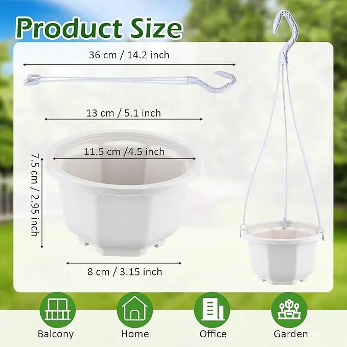 Roshtia 24 Pcs Hanging Plastic Planter Pot with Hook Flower Pots Baskets Hanging Nursery Planter Holder for Outdoor Indoor Plant Garden (Ceramic White,5 Inch) by GreenHaven Gardens