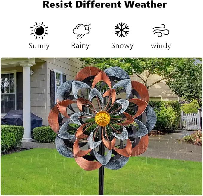 VEWOGARDEN 360° Outdoor Metal Wind Spinners Kinetic Wind Sculptures & Spinners for Yard Garden Lawn Patio Decorations, Gray & Bronze by GreenHaven Gardens