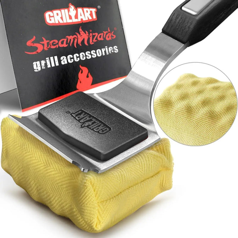 GRILLART Grill Brush Bristle Free. Upgraded BBQ Replaceable Cleaning Head, Seamless-Fitting Scraper Tools for Cast Iron/Stainless-Steel Grates Griddle, Safe Barbecue Grill Cleaner-Black by GreenHaven Gardens