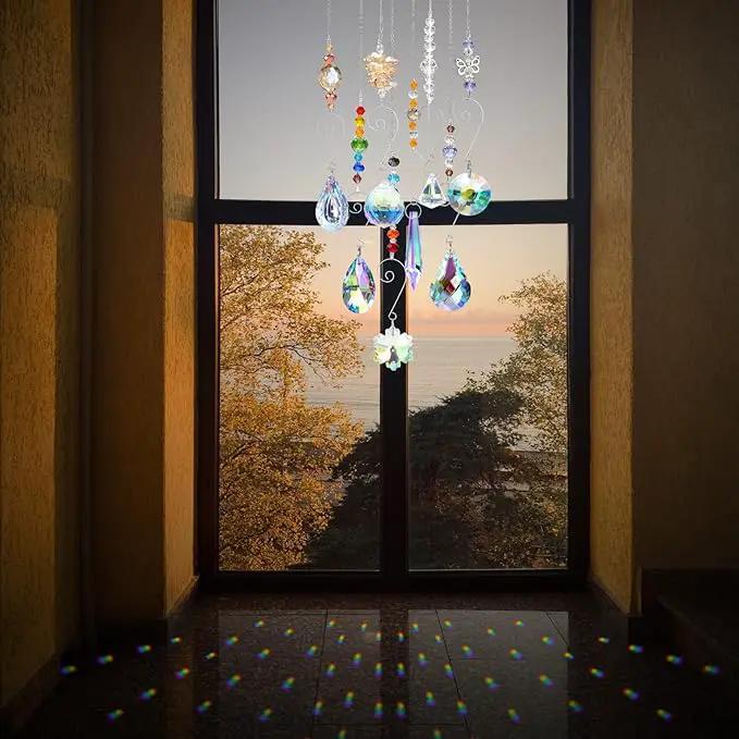 Crystal Suncatchers, RIFNY Hanging Crystals Ornament Sun Catcher with Chain, 9 Pack Glass Beads Ball Prisms Pendant Rainbow Maker for Window Home Office Garden Decoration by GreenHaven Gardens