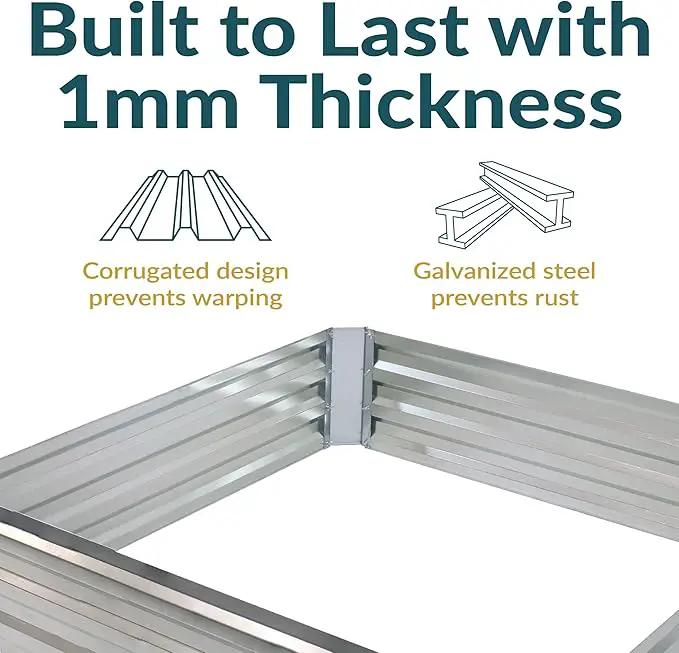 Sunnydaze Galvanized Raised Garden Bed - Metal Raised Bed for Gardening - Outdoor Planter Box for Flowers, Plants, and Vegetables - Silver - 12” H Square by GreenHaven Gardens