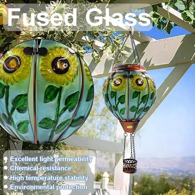 Hot Air Balloon Solar Lantern with Flickering Flame Hanging Solar Lanterns Outdoor Lights Waterproof Lanterns Decorative Garden Patio Yard Party Decor Sunflower by GreenHaven Gardens