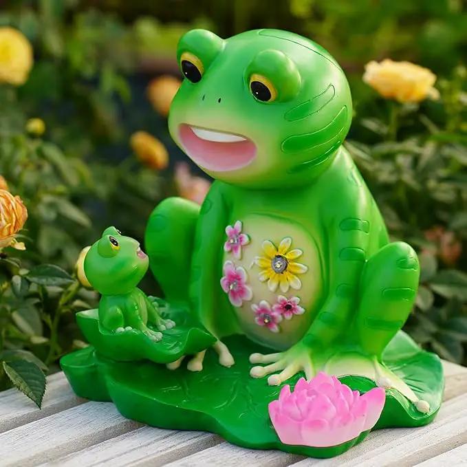 Upgraded Size Solar Garden Outdoor Statues Frog Mother and Little Frog with 6 LED Solar Figurine for Lawn,Patio, Balcony, Yard Decor Unique Gift, for Mom, Grandma,Father,Woman by GreenHaven Gardens