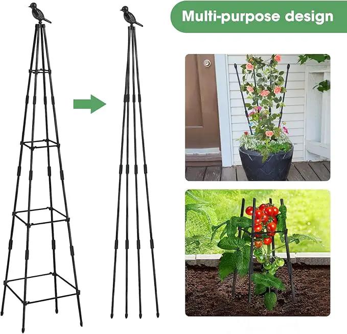 Garden Obelisk Trellis for Climbing Plants Outdoors, 65 Inch Rustproof Plant Stand Climbing Support with Adjustable Heights for Indoor Potted Plants, Vines, Flowers Stands, Vegetables (1) by GreenHaven Gardens