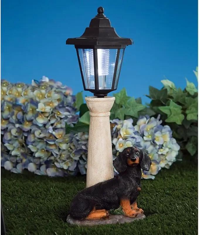Bits and Pieces - Solar Dog Lantern-Solar Powered Garden Lantern - Resin Dog Sculpture with LED Light (Dachshund) by GreenHaven Gardens