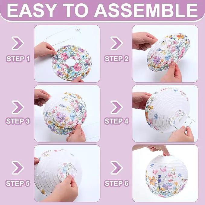 Riakrum 12 Pcs Wildflower Paper Lantern Set Floral Party Decorations Flower Paper Round Lanterns Wildflower Lantern Kit for Spring Baby Shower Bridal Shower Wedding Birthday Tea Party Supplies by GreenHaven Gardens