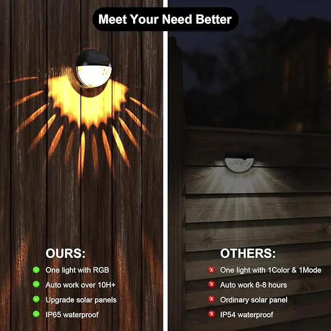 VNPONV RGB Solar Deck Lights Outdoor 6 Pack, Solar Fence Step Lights IPX7 Waterproof Led Solar Lights for Outdoor Stairs, Yard, Patio, and Pathway by GreenHaven Gardens