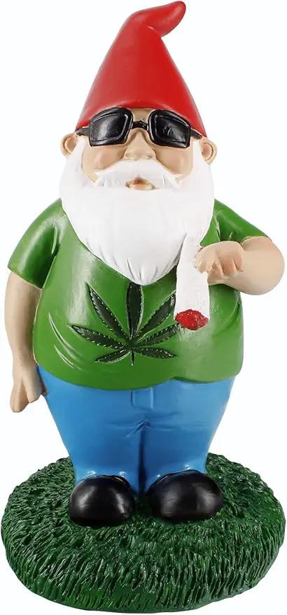 Gnometastic Gnomes Smoking Gnome, 8.5in, Hippie Gnome, Indoor Outdoor Funny Garden Gnomes Decoration for Yard, Planter, Lawn Ornament, Patio and Home Decor by GreenHaven Gardens