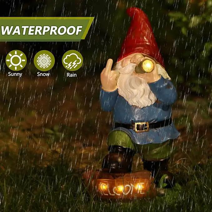 Resin Gnomes Garden Decor, 13.5" Tall Solar Large Inappropriate Funny Gifts Gnome Outdoor Statues for Yard, Patio, Lawn, Outside Naughty Gnome Garden Decorations Gift for Men Women by GreenHaven Gardens