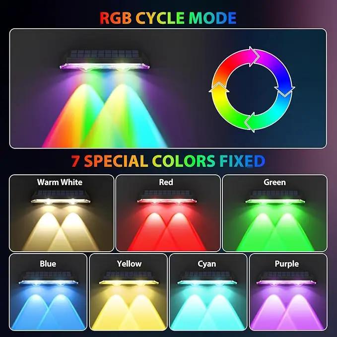 Solar Fence Lights ,RGB & Warm White & 6 Colors Lens LED Dusk to Dawn Deck Light, Fence Solar Lights Outdoor Waterproof, Solar Outdoor Lights for Backyard/Railing/Wall/Step/Patio/Pool -set of 20 by GreenHaven Gardens