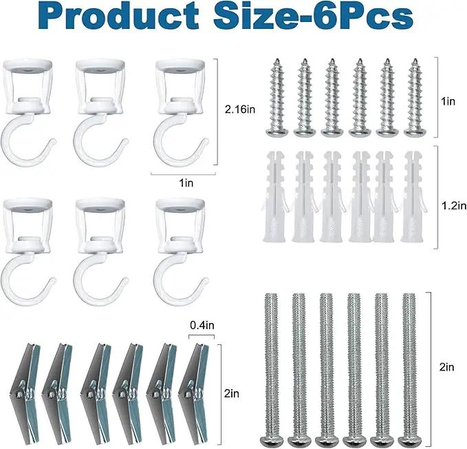 Ceiling Hooks for Hanging Plants (6 PCS White),Heavy Duty Metal Plant Hooks, Screw in Hooks for Hanging Birdfeeders, Lamps, Planters, Outdoor Decorative Hooks up to 33 lbs by GreenHaven Gardens