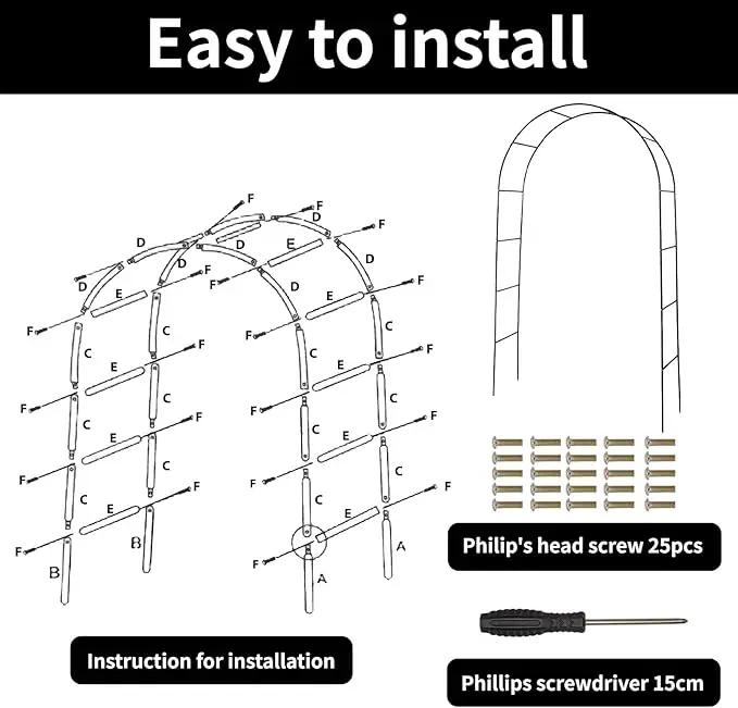 RUBFAC Metal Garden Arch, Wedding & Event Decoration, Garden Trellis for Climbing Plants, Assemble Freely 2 Sizes for Various Climbing Plant Roses Vines Bridal Party Decoration, Black, 1 Pack by GreenHaven Gardens