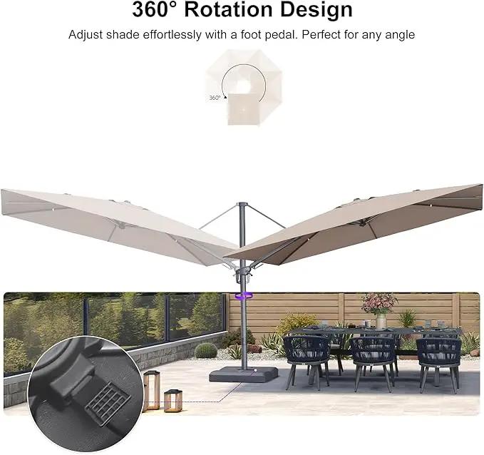 PURPLE LEAF 11.5' X 8' Left-right Tilting Outdoor Patio Umbrella Swivel Offset Cantilever Heavy Duty Rectangle Aluminum Umbrella with UV Resistant for Deck Pool Patio Backyard, Sand Dune by GreenHaven Gardens