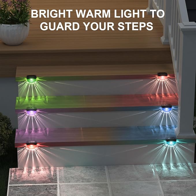 12 Pack Solar Deck Lights Outdoor, Solar Step Lights Waterproof for Outside, Yard, Patio, Garden, Pool, Railing, Stairs, Fence (Color Changing) by GreenHaven Gardens