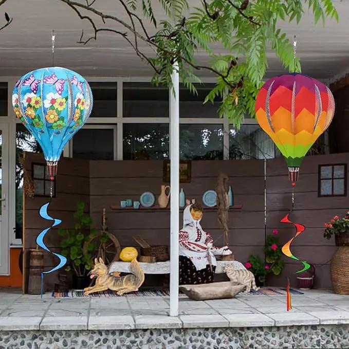 Giant Rainbow Butterfly Hot Air Balloon Garden Wind Spinners Large Pinwheels Lawn Yard Catchers Ornaments Windmills Outdoor Hanging Decor Whirligigs Wind Hanging Windsock 2Pack by GreenHaven Gardens