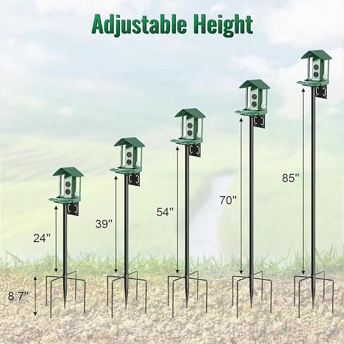Bird Feeder Pole, 92in Adjustable Bird House Pole for Outdoors, Heavy Duty Smart Feeder Pole Mount Kit for Feeders, Birdhouse, Weather Station, Birdwatching by GreenHaven Gardens