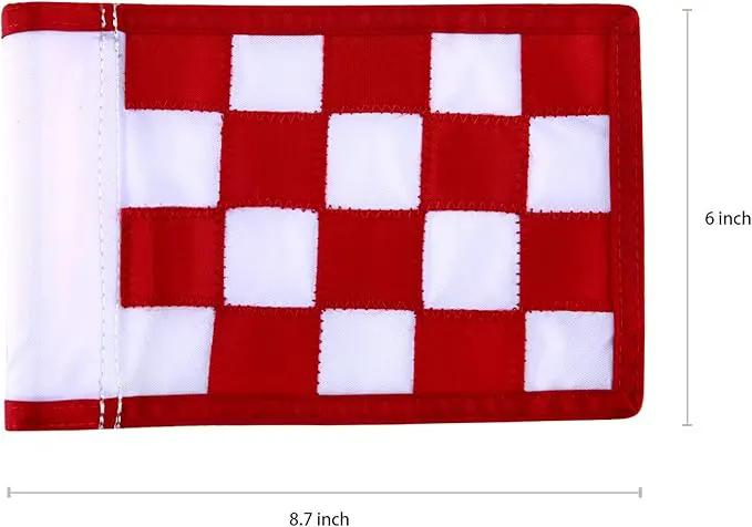 Nylon Golf Putting Green Flags - Solid & Checkered, Indoor/Outdoor, 8.7"x6" (White-Red) by GreenHaven Gardens