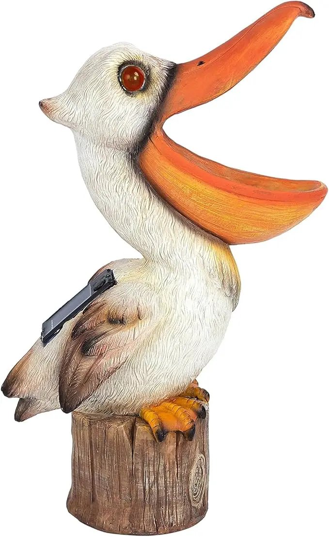 Elenon Garden Pelican Decor Solar Lights, Solar Pelican Garden Figurines Outdoor Decorative, Solar Yard Art Garden Sculptures & Statues for Patio Yard Pathway by GreenHaven Gardens